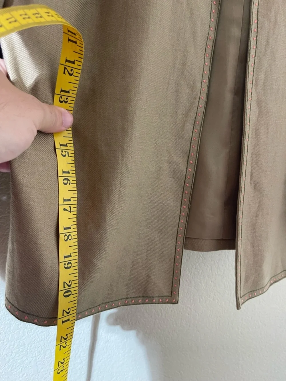 Saks Fifth Avenue Tan Embroidered Collar & Cuff Jacket - Picture 5 of 5